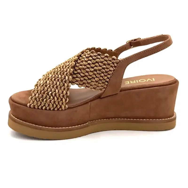 Ivoire 3022 Jil XLg Camurça e Ráfia Camel Ivoire Chaussures