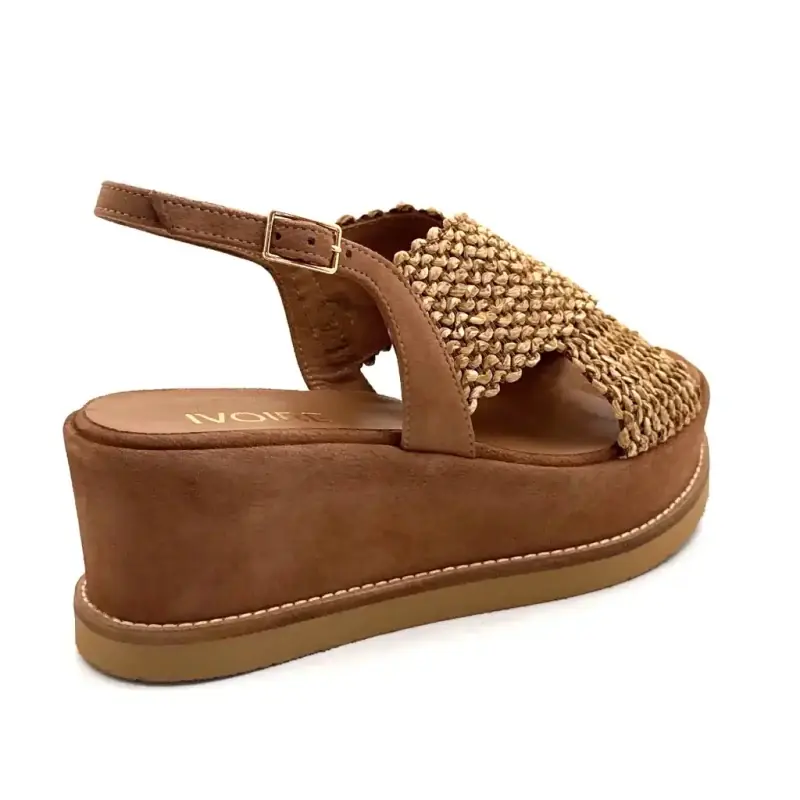 Ivoire 3022 Jil XLg Piele întoarsă și rafie cămilă Ivoire Chaussures