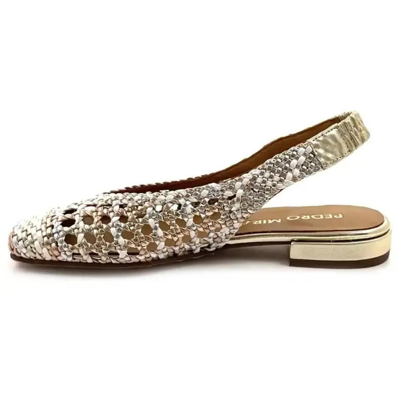 Pedro Miralles 18453 Pelle bianca e metallo multicolore Ivoire Chaussures