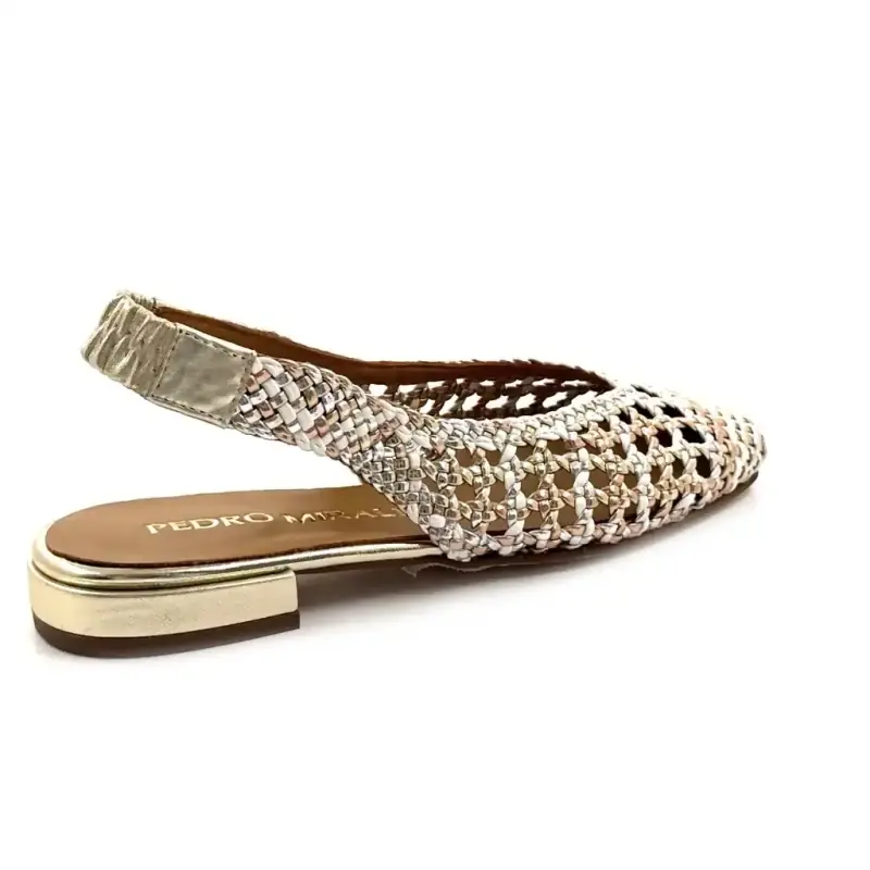 Pedro Miralles 18453 White Leather & Multi-Metal Ivoire Chaussures