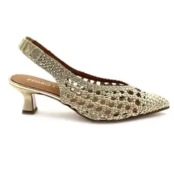 Zapatos de tacón con tira trasera Pedro Miralles 18636, piel dorada %price%