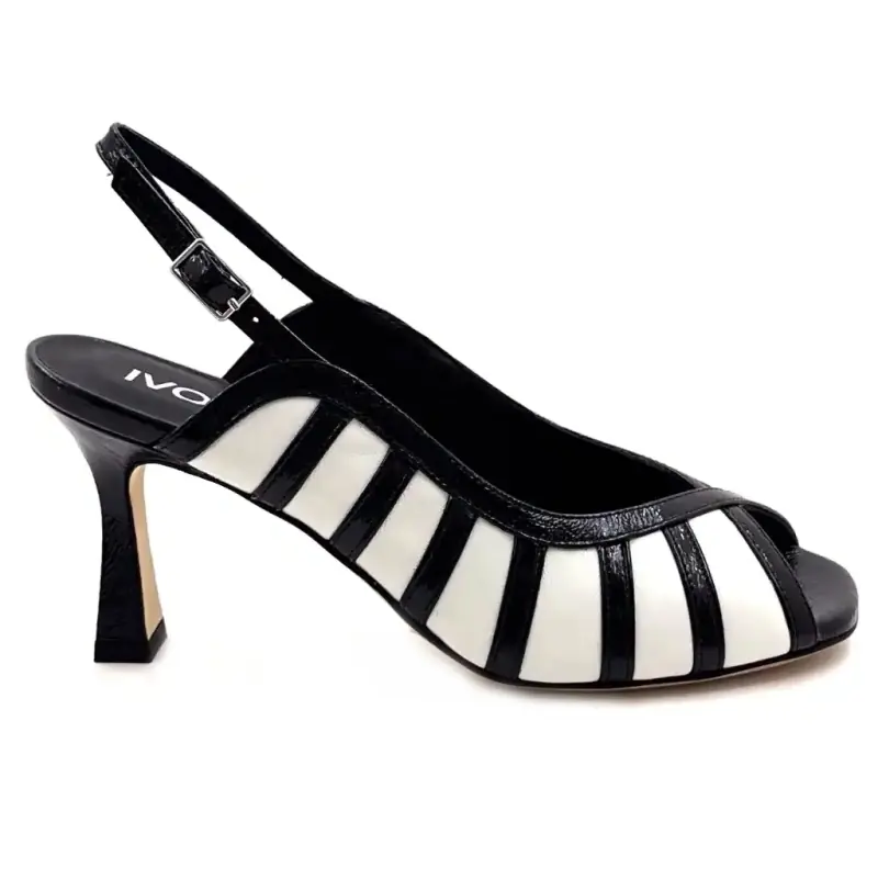 Sandali con tacco Ivoire 3064 Lara in pelle bianca e nera 199,00&nbsp;€