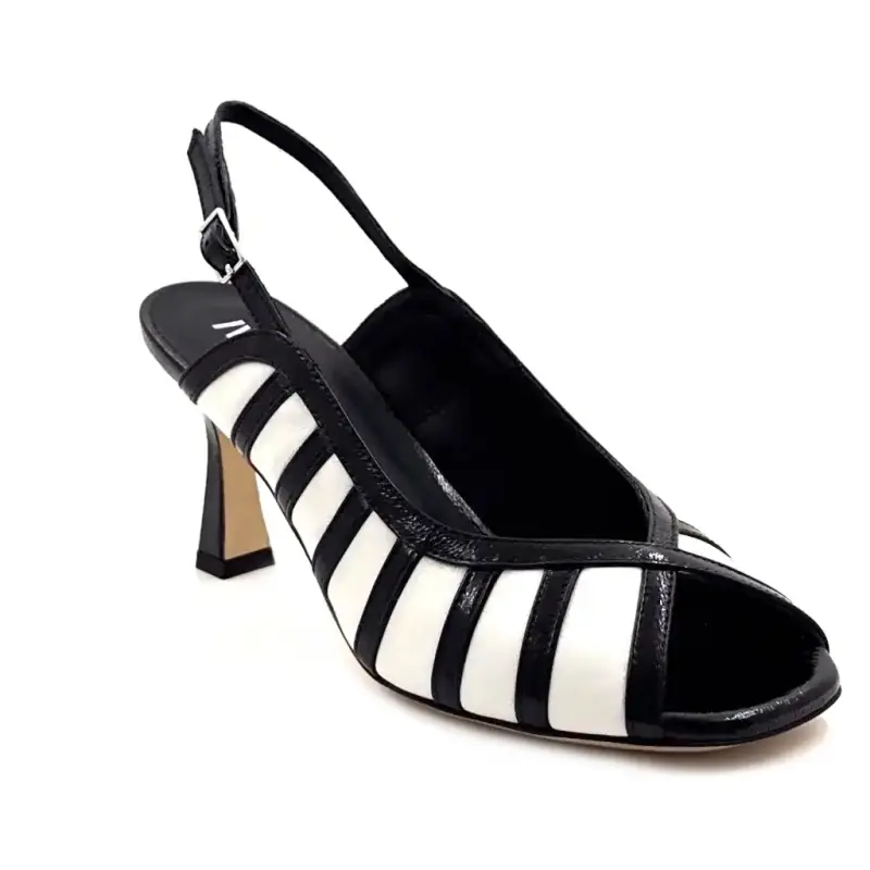 Ivoire 3064 Lara Cuir Noir & Blanc Ivoire Chaussures