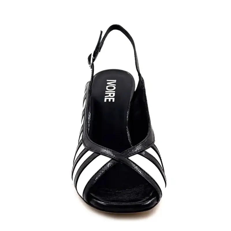 Ivoire 3064 Lara Cuero blanco y negro Ivoire Chaussures