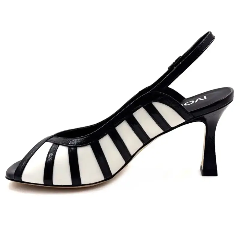 Ivoire 3064 Lara Couro Preto e Branco Ivoire Chaussures