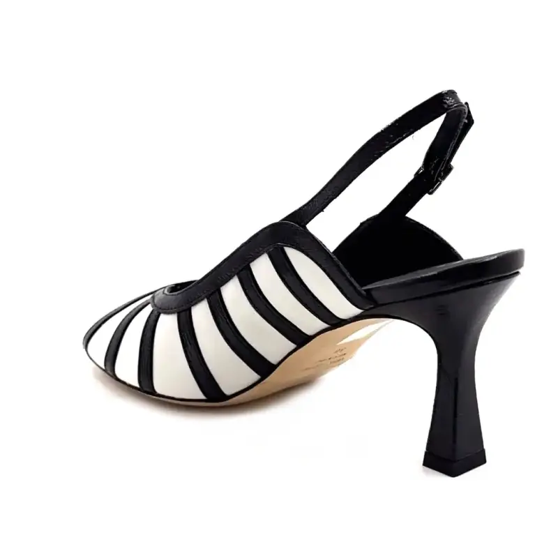Ivoire 3064 Lara Cuir Noir & Blanc Ivoire Chaussures