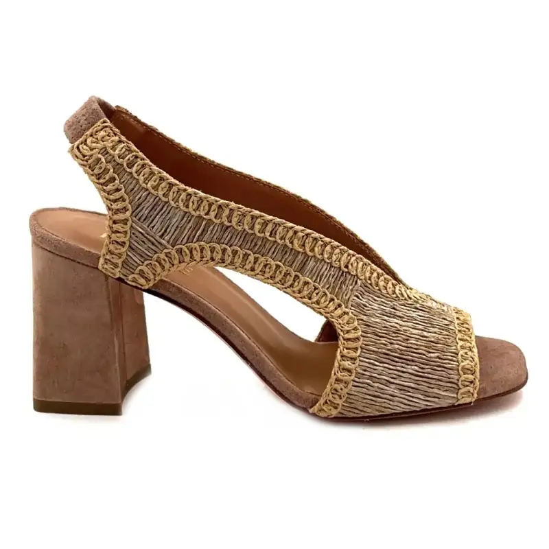 Ivoire klacksandaler 2269 Rubinröd mocka & mocka raffia 195,00&nbsp;€