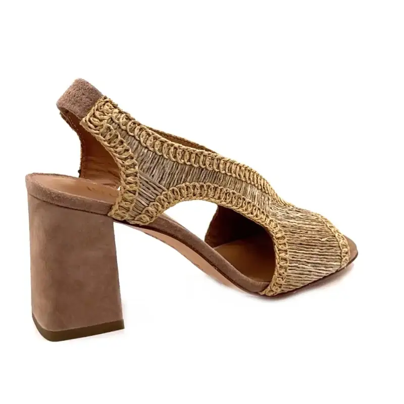 Ivoire 2269 Rubinowy zamsz i rafia mokka Ivoire Chaussures