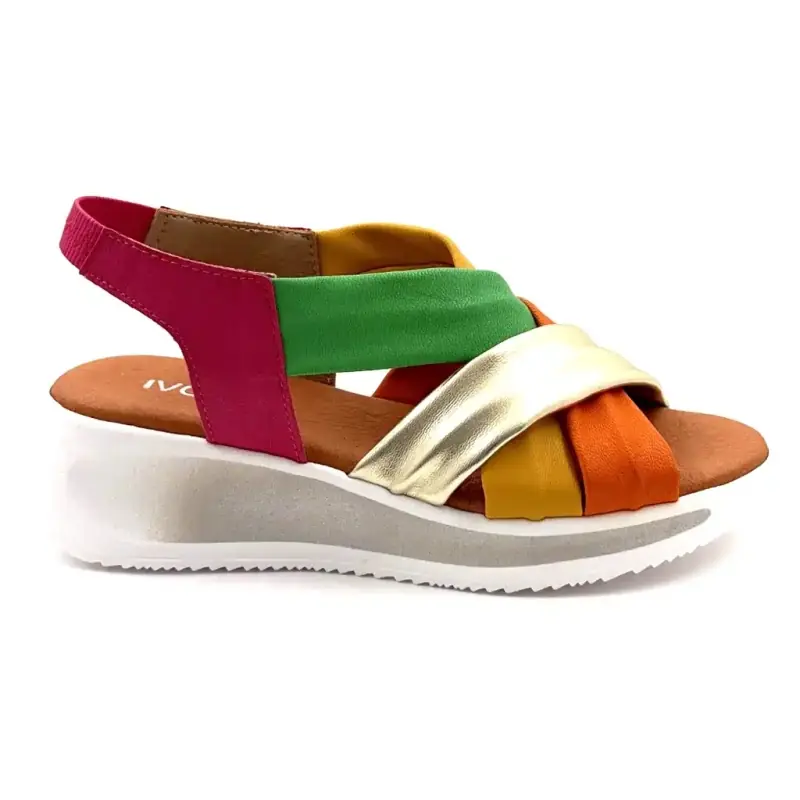 Sandali con zeppa Ivoire in pelle avorio multicolore 95,00&nbsp;€
