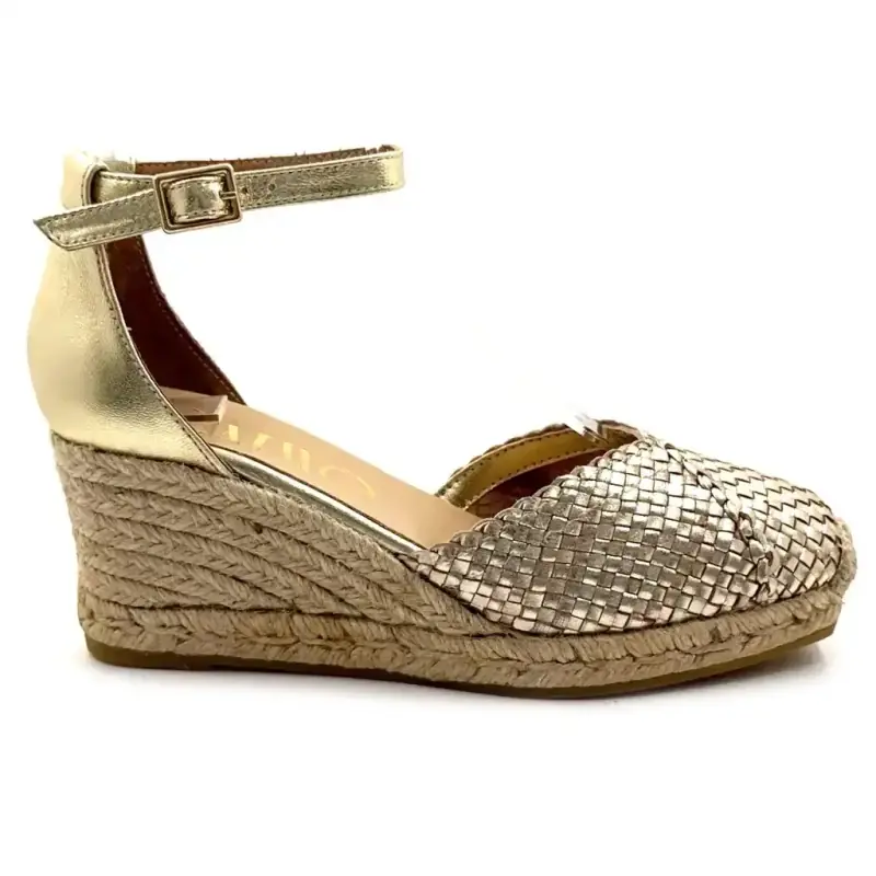 Gaimo Galana-5c Gold Leather Wedge Espadrilles €139.00