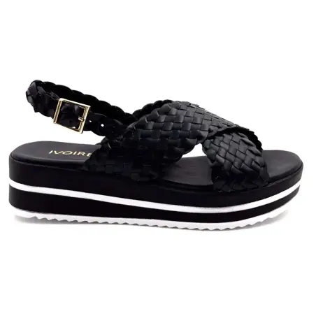 Ivoire Plateausandaler 5949 Sort Læder 139,00&nbsp;€