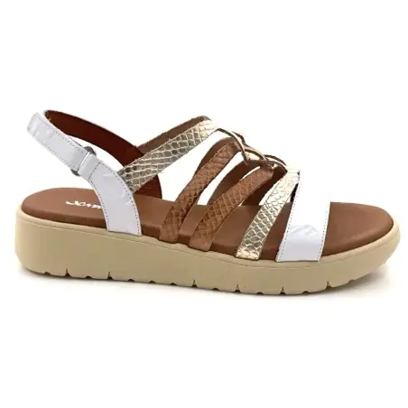 Xapatan 3072 platform sandalen, wit, goud en lichtbruin leer €&nbsp;109,00
