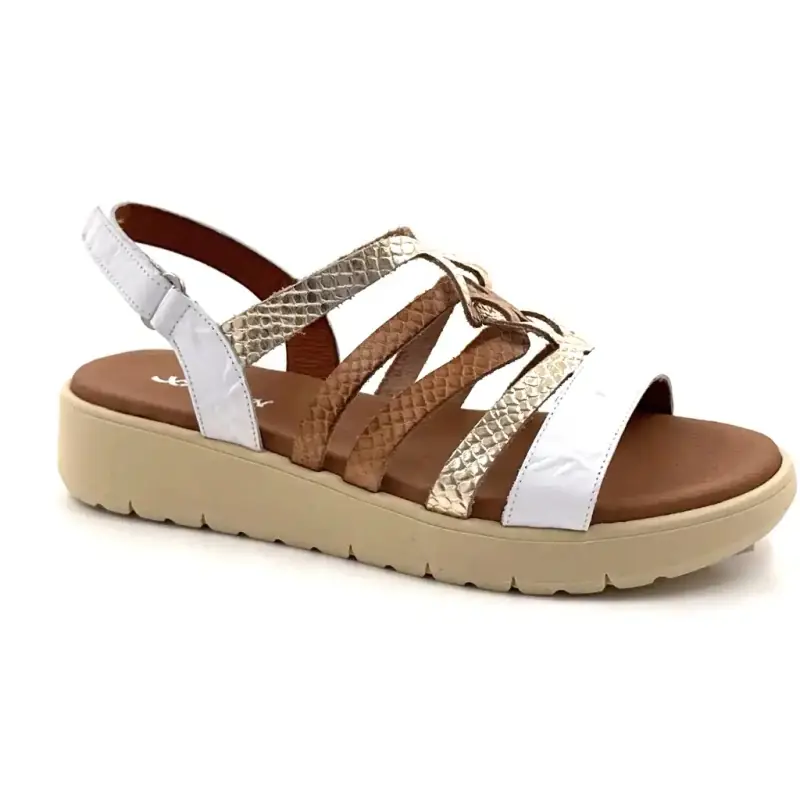Piel Xapatan 3072 blanca, dorada y marrón claro Ivoire Chaussures