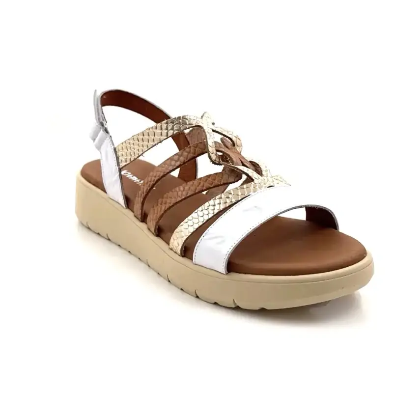 Xapatan 3072 Wit, Goud & Lichtbruin Leer Ivoire Chaussures