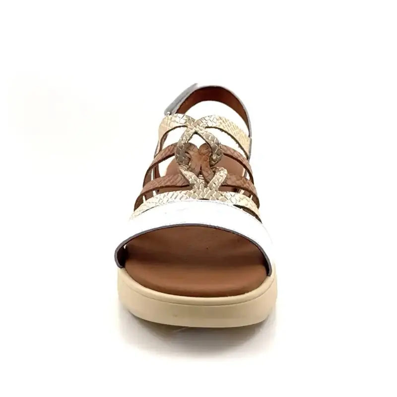 Xapatan 3072 Hvid, Guld & Lysebrunt Læder Ivoire Chaussures