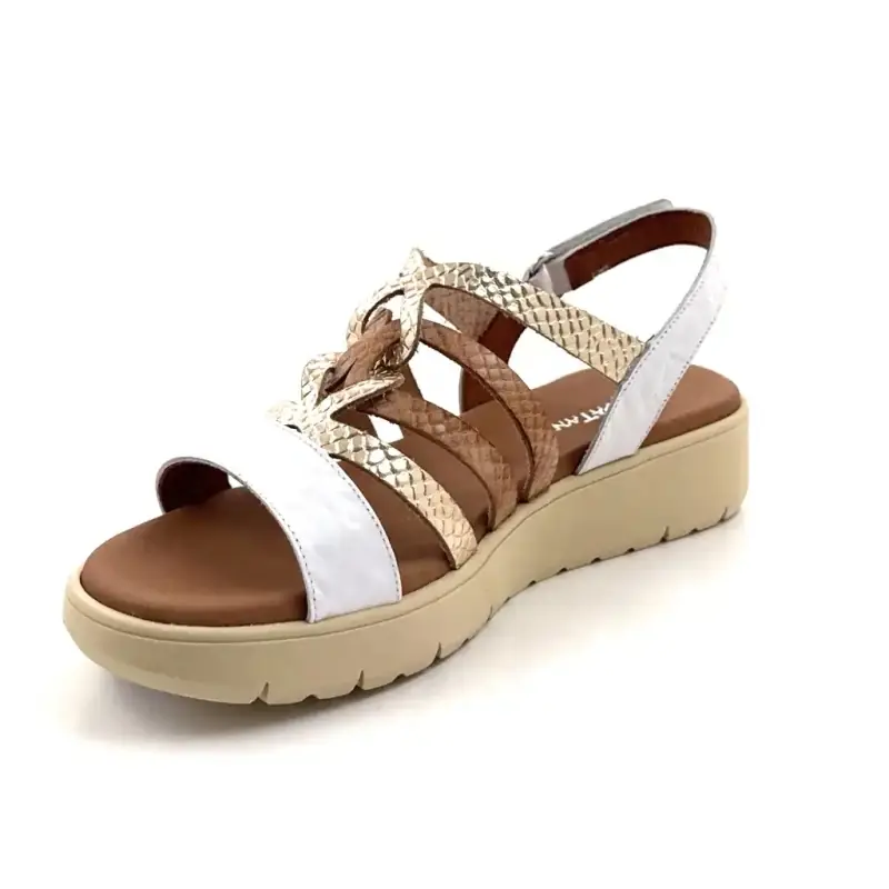 Xapatan 3072 Λευκό, Χρυσό & Ανοιχτό Καφέ Δέρμα Ivoire Chaussures