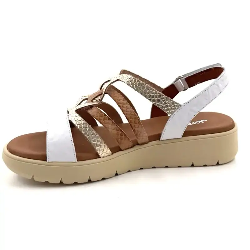 Xapatan 3072 Cuir Blanc, Gold & Marron Clair Ivoire Chaussures