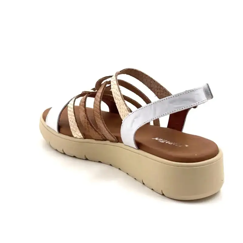 Xapatan 3072 Biała, złota i jasnobrązowa skóra Ivoire Chaussures