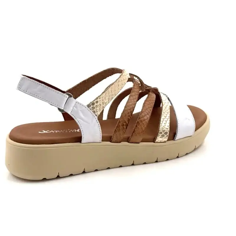 Xapatan 3072 White, Gold & Light Brown Leather Ivoire Chaussures