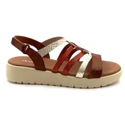 Sandale cu platformă Xapatan 3072 negre din piele de culoare camel, aurie și teracotă %price%