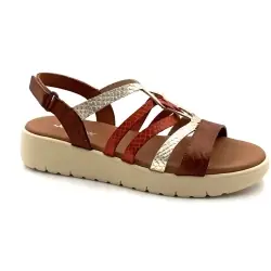 Xapatan 3072 Zwarte Camelleren Sandalen, Goud & Terracotta