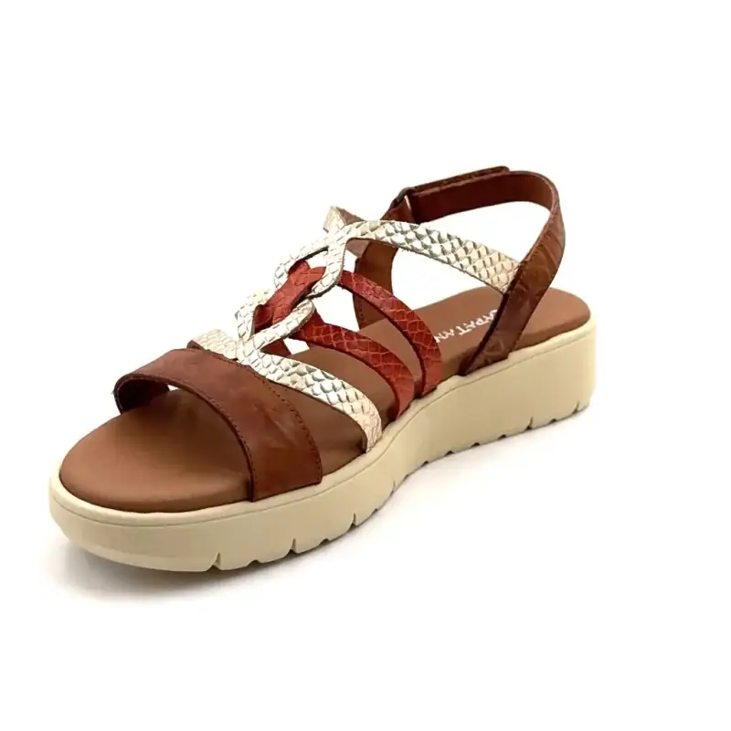 Xapatan 3072 Zwart Leer Camel, Goud & Terracotta Ivoire Chaussures