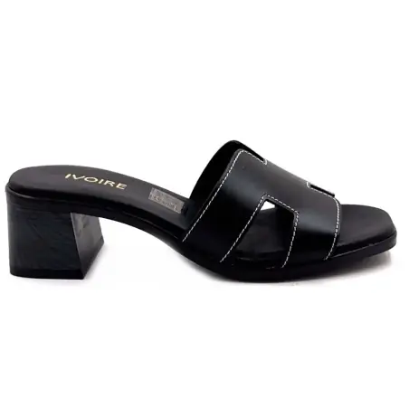 Ivoire Heeled Mules 5900 Black Leather €99.00