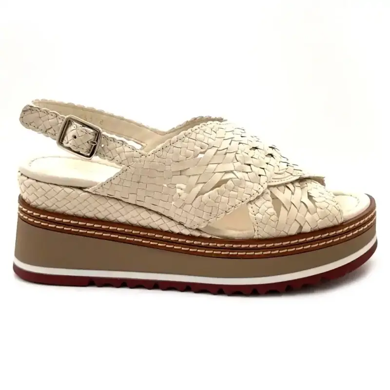 Sandálias Anabela Valeri Pons Quintana modelo 12127, em couro creme ( 299,00&nbsp;€