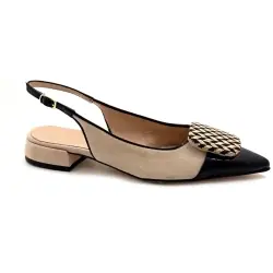 Ballerine color Ivoire X1418 Ta82 in pelle e camoscio beige e nero