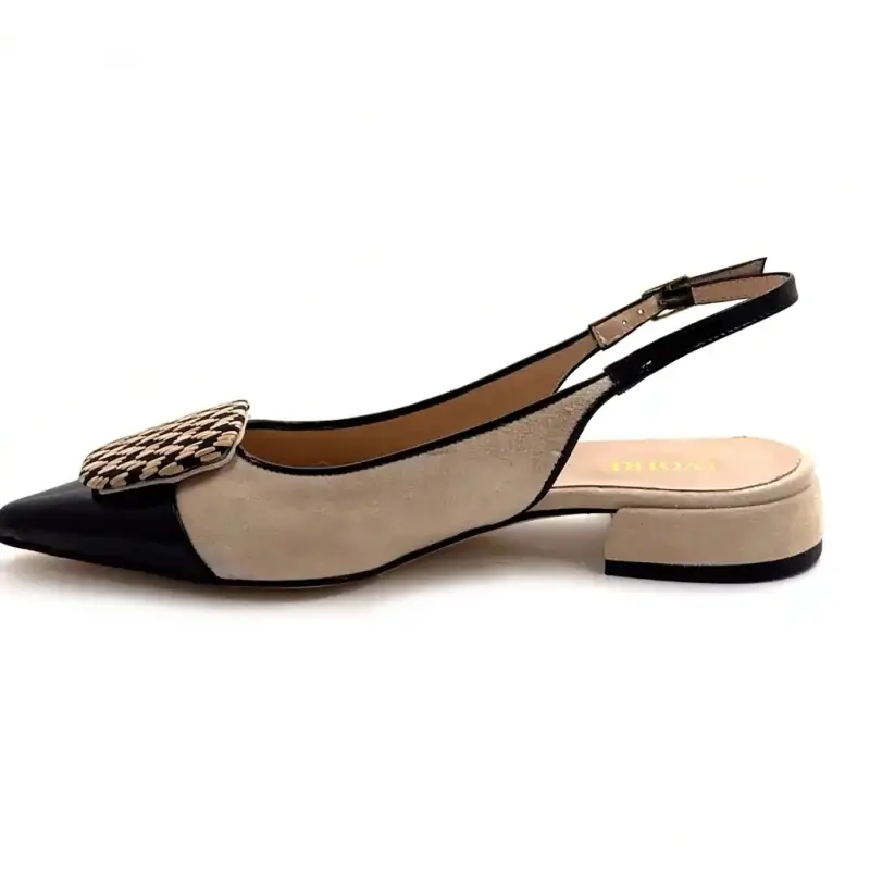 Ivoire X1418 Ta82 Cuir & Daim Beige et Noir Ivoire Chaussures