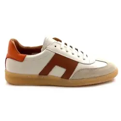 Belang 08401 Leather Sneakers, White & Orange %price%