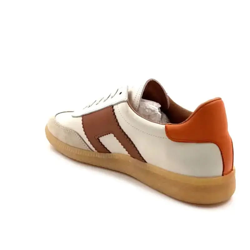 Belang 08401 White & Orange Leather Ivoire Chaussures