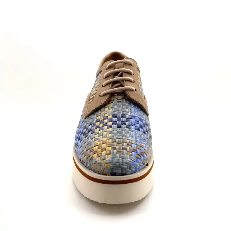 Ivoire 2033-189 Piele bej Rafie albastră Ivoire Chaussures