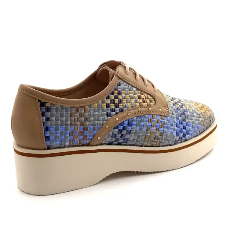 Ivoire 2033-189 Pelle beige Rafia blu Ivoire Chaussures