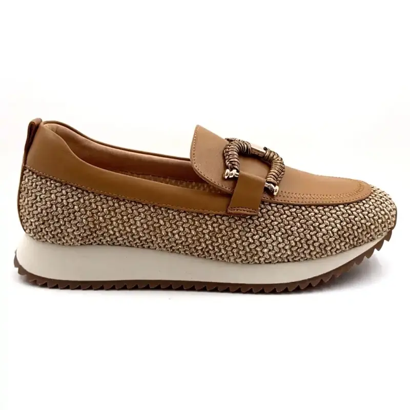Mocassins Ivoire 2663-C16 em couro cor camelo e ráfia 139,00&nbsp;€