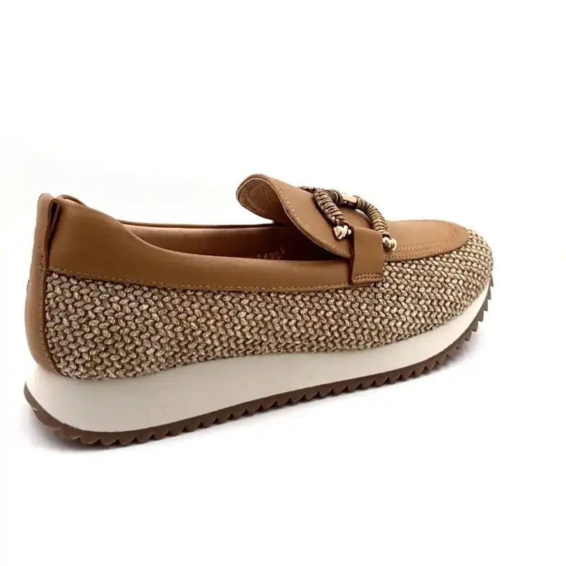 Ivoire 2663-C16 Camel Leather & Raffia Ivoire Chaussures