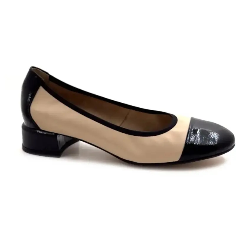 Ivoire 2103 Tf Czarna i beżowa skóra lakierowana Ivoire Chaussures