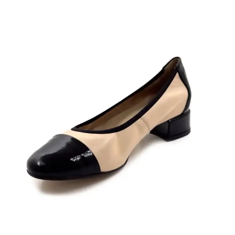 Ivoire 2103 Tf Schwarz & Beige Lackleder Ivoire Chaussures