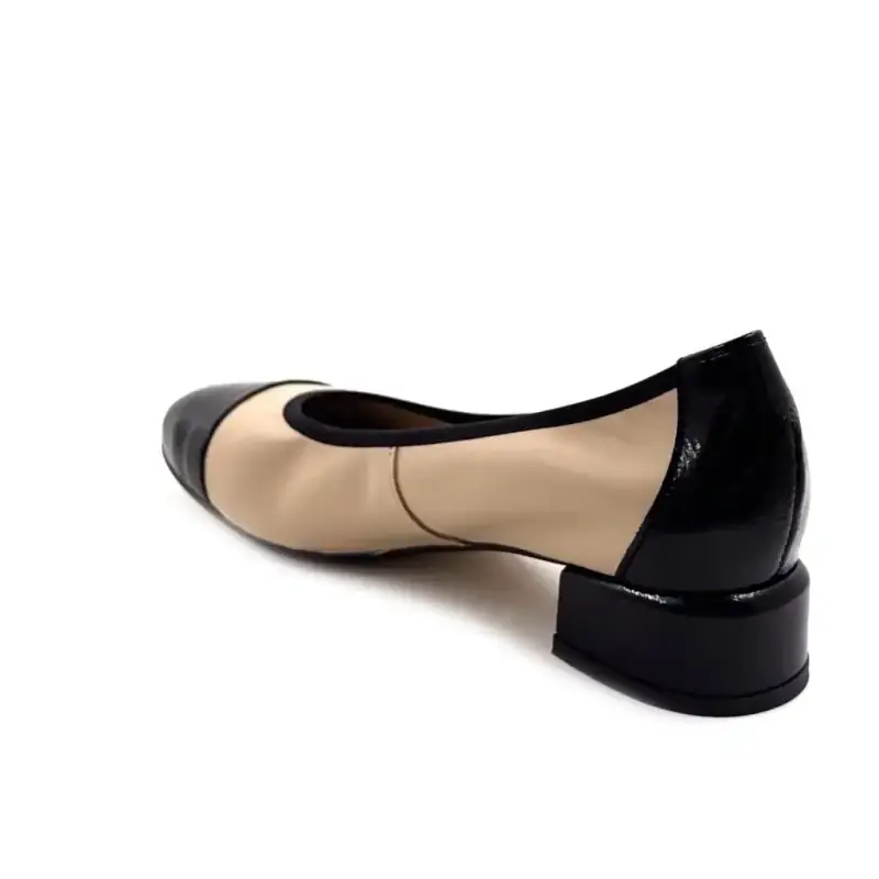 Ivoire 2103 Tf Pelle verniciata nera e beige Ivoire Chaussures
