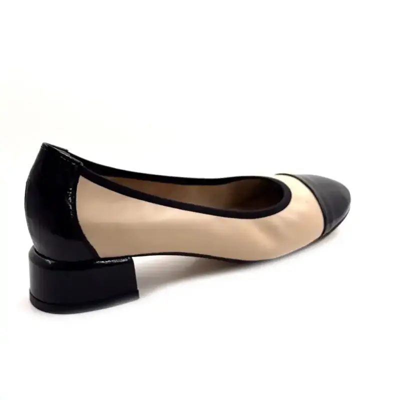 Ivoire 2103 Tf Couro envernizado preto e bege Ivoire Chaussures