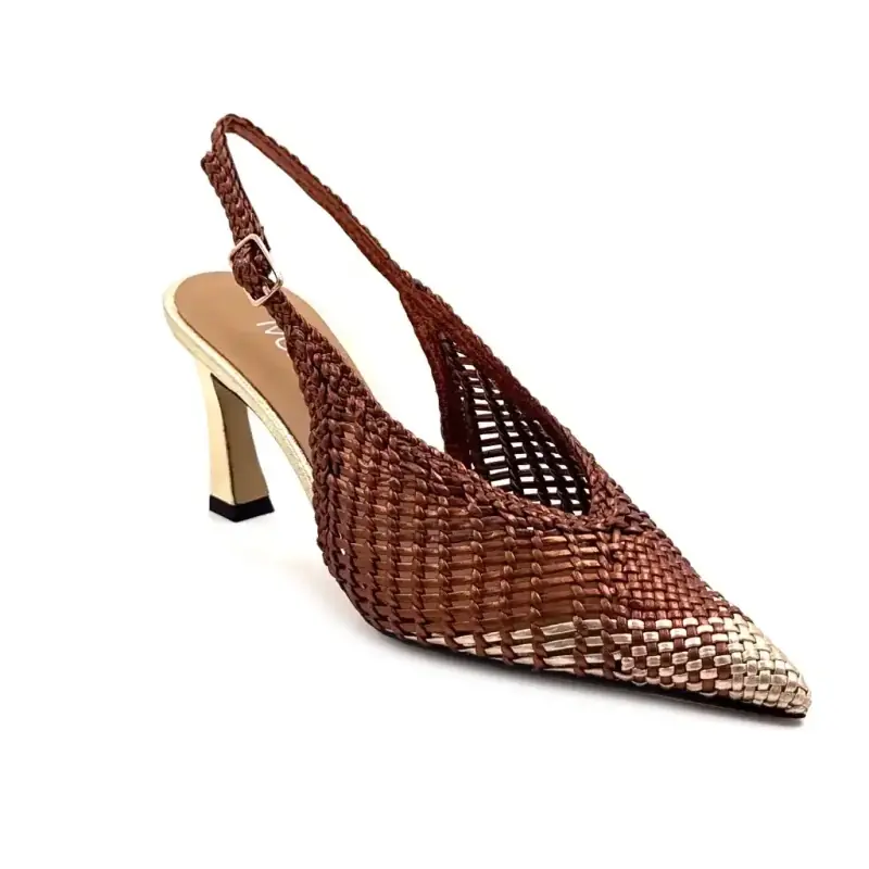 Ivoire R1340 Brunt & Guldflätat Läder Ivoire Chaussures