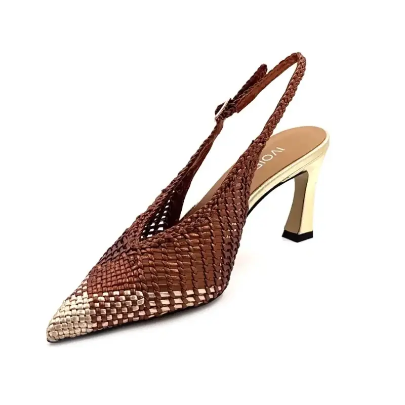 Ivoire R1340 Brunt og gullflettet skinn Ivoire Chaussures