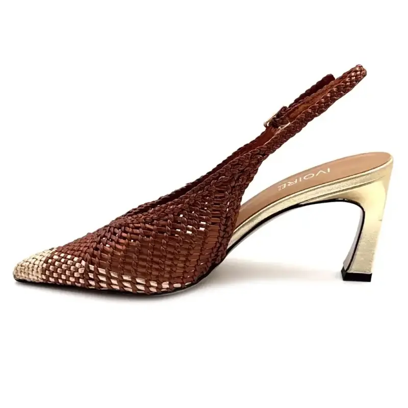 Ivoire R1340 Brunt & Guldflätat Läder Ivoire Chaussures