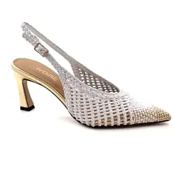 Ivoire slingback cipők R1340 fehér és arany fonott bőrből %price% %shop-name%