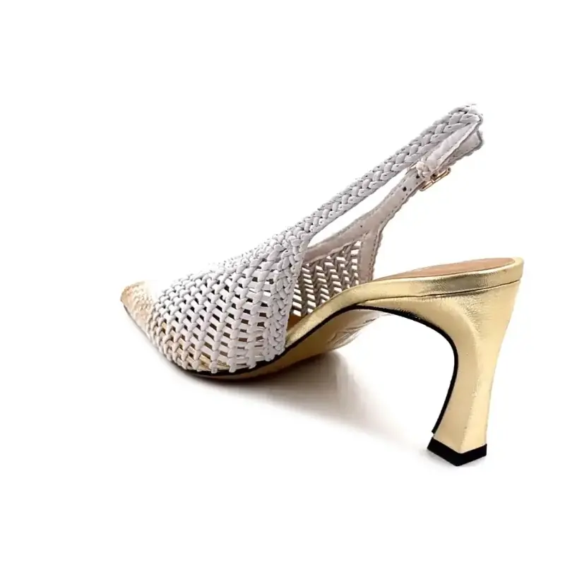 Ivoire R1340 Vitt & Guldflätat Läder Ivoire Chaussures