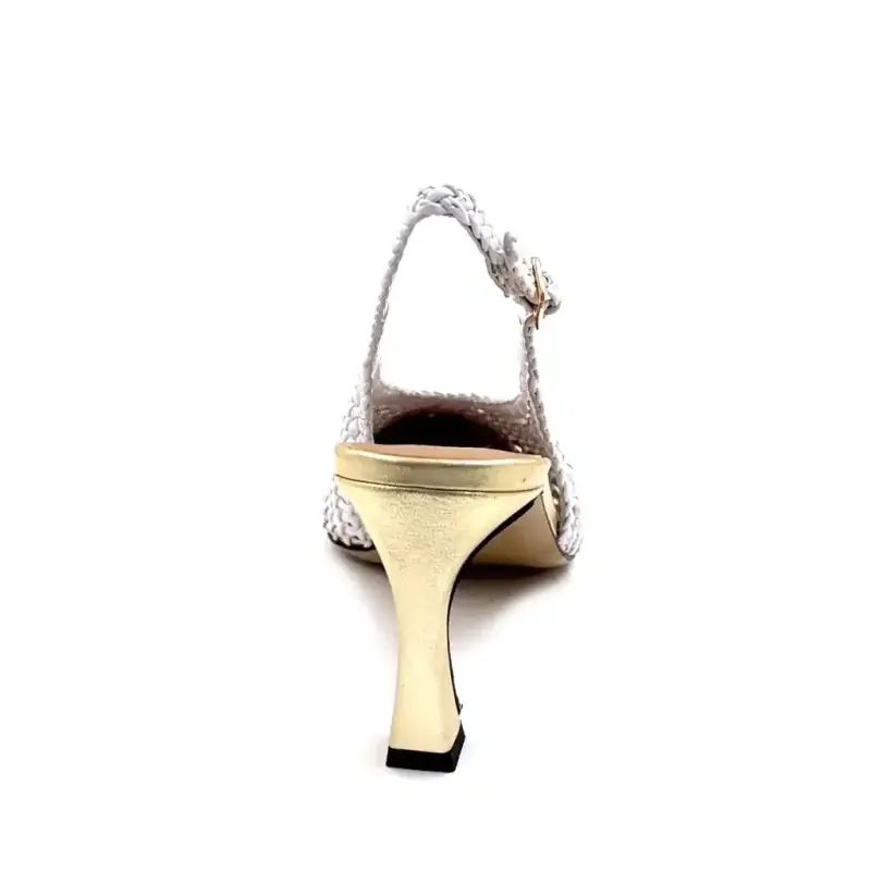 Ivoire R1340 Biało-złota pleciona skóra Ivoire Chaussures