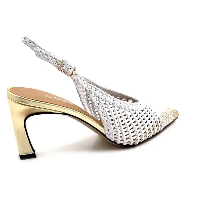 Pelle intrecciata Ivoire R1340 bianca e oro Ivoire Chaussures