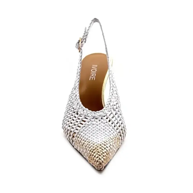 Ivoire R1340 Hvitt og gullflettet lær Ivoire Chaussures