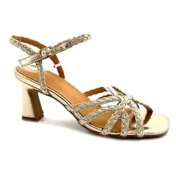 Ivoire Heeled Sandals 25F525-7 Gold Leather %price%