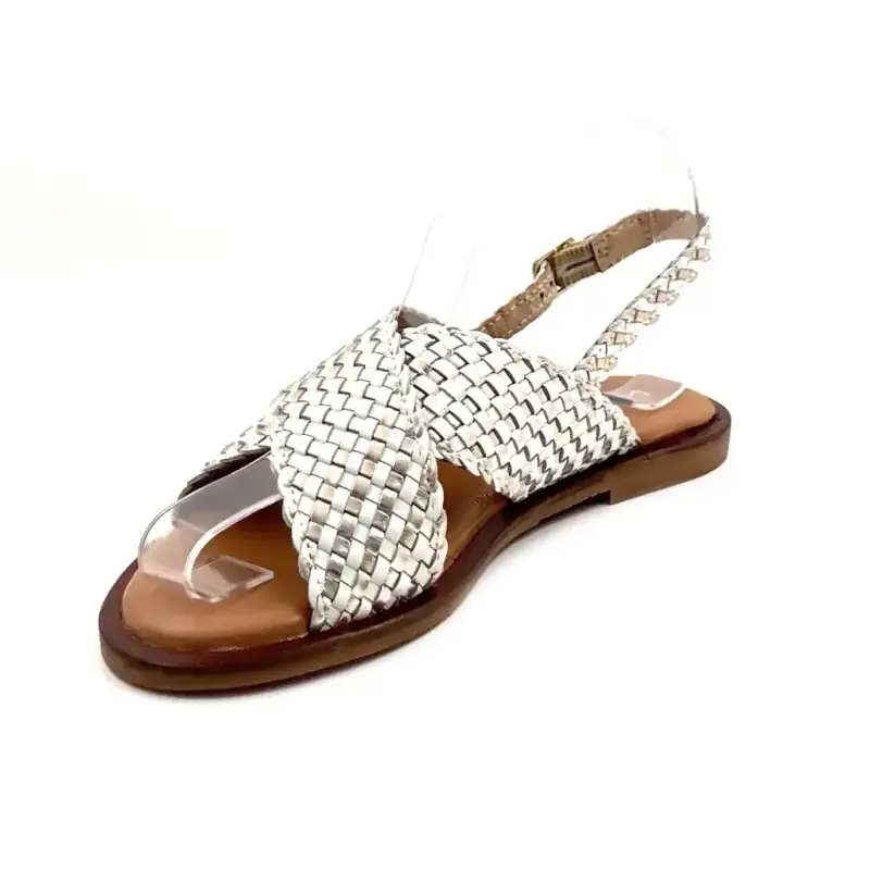 Les Tropeziennes C330896 Doa Flettet Lær Hvitt & Gull Ivoire Chaussures